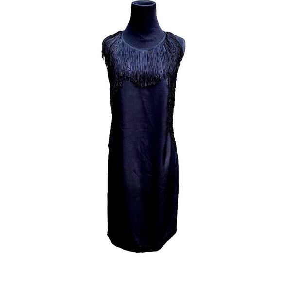 NWT 3.1 Phillip Lim Fringed Backless Silk Little Black Dress Size 4 - Picture 1 of 5